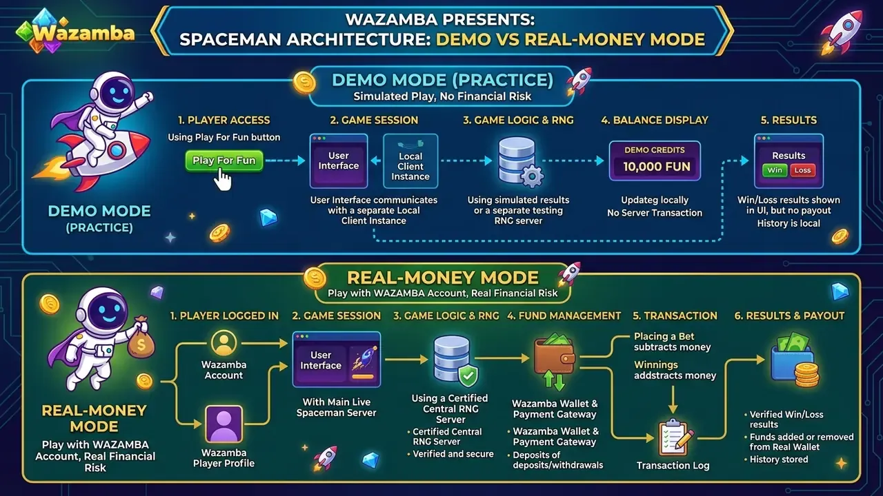 comparison of demo and real money Spaceman