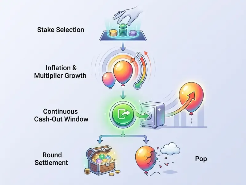 balloon game round sequence flowchart